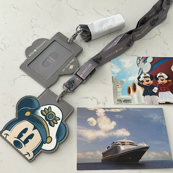 Disney Accessories - 2 NEW lanyards DISNEY CRUISE CASTAWAY CLUB CARD HOLDER 2 POSTCARDS MICKEY MINNIE